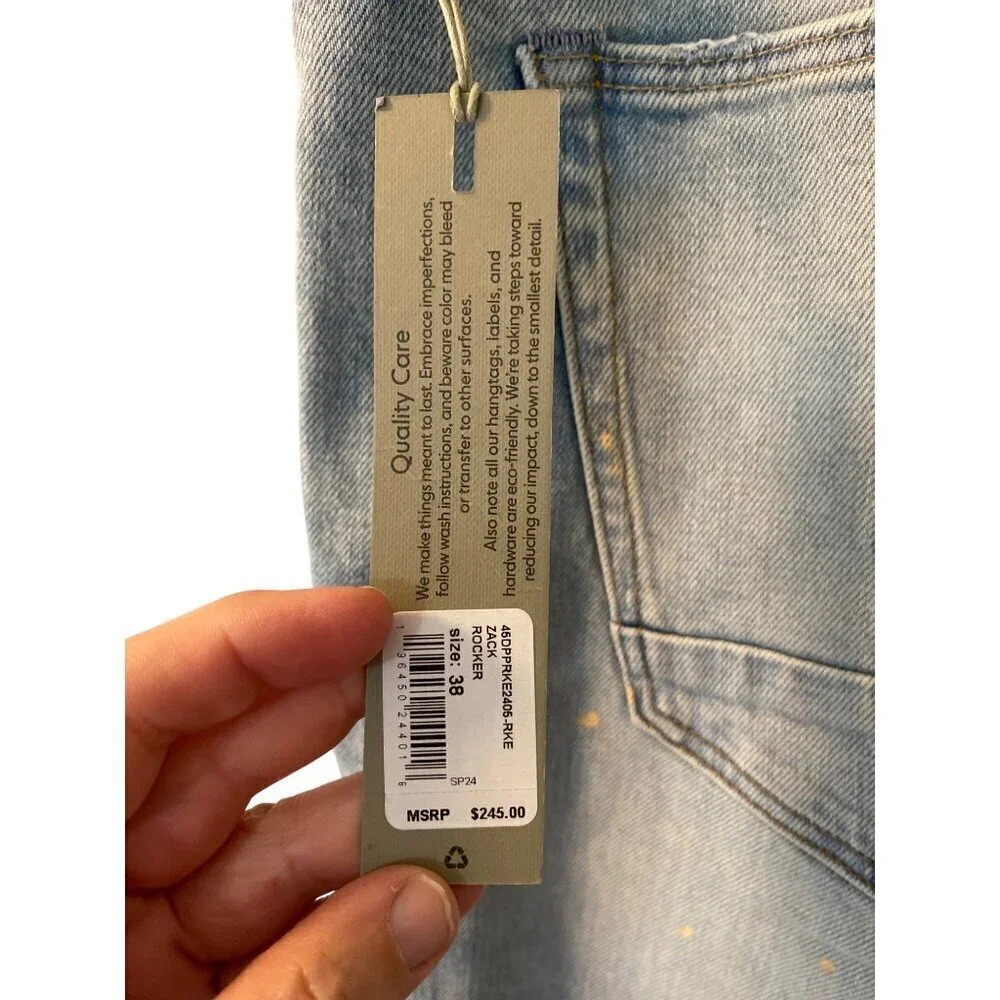 Hudson Zack Skinny Distressed Jeans in Rocker Blue 38 x 34 NWT